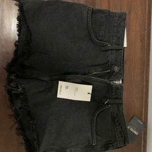 High Waisted Black Denim Cut-off Shorts